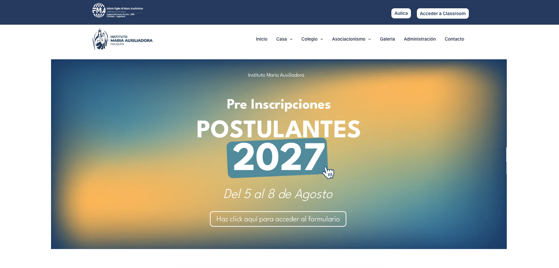 Sitio institucional del Instituto María Auxiliadora